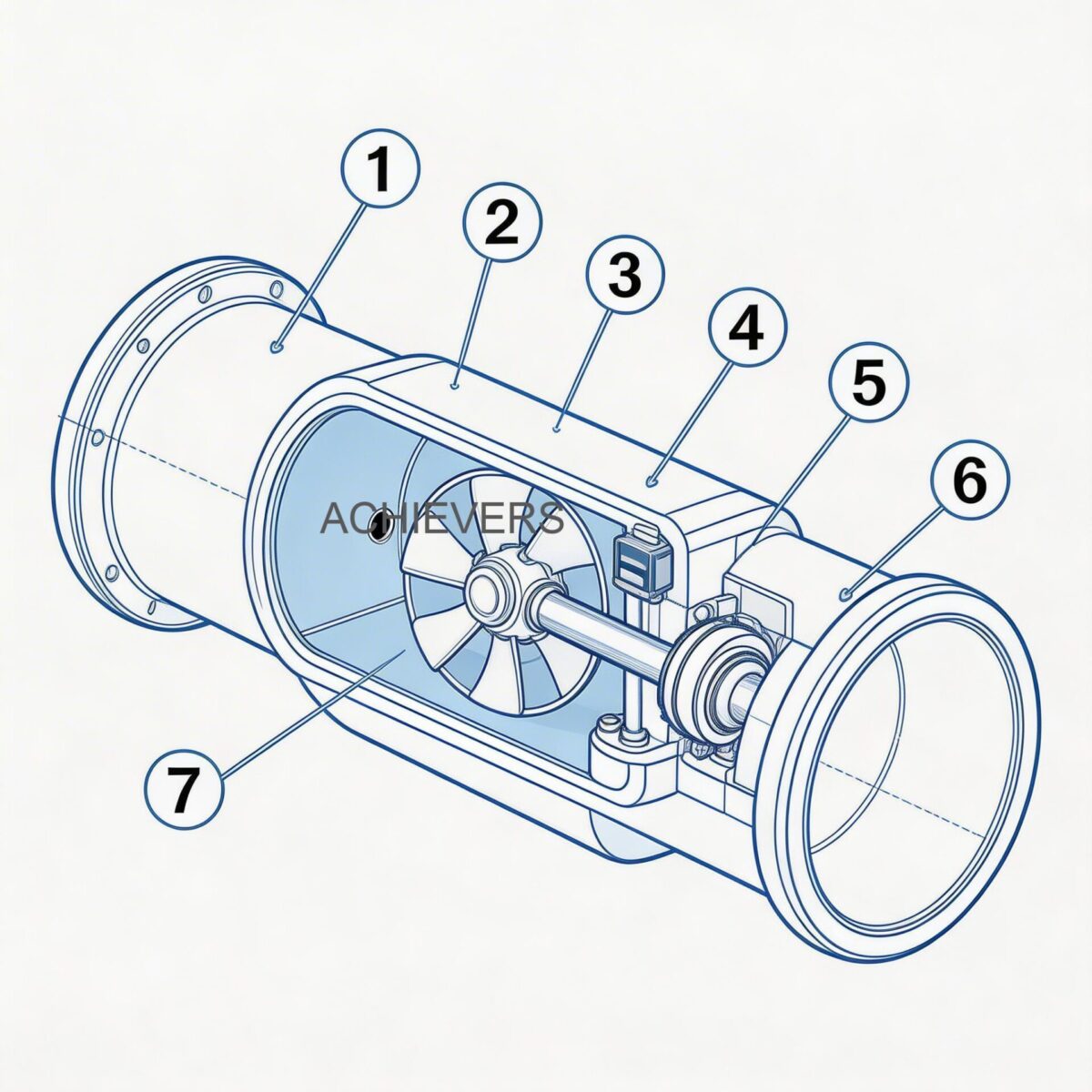 Schematic cross-section of an electromagnetic flow meter showing internal flow path, magnetic field generation, and optimal electrode placement for troubleshooting