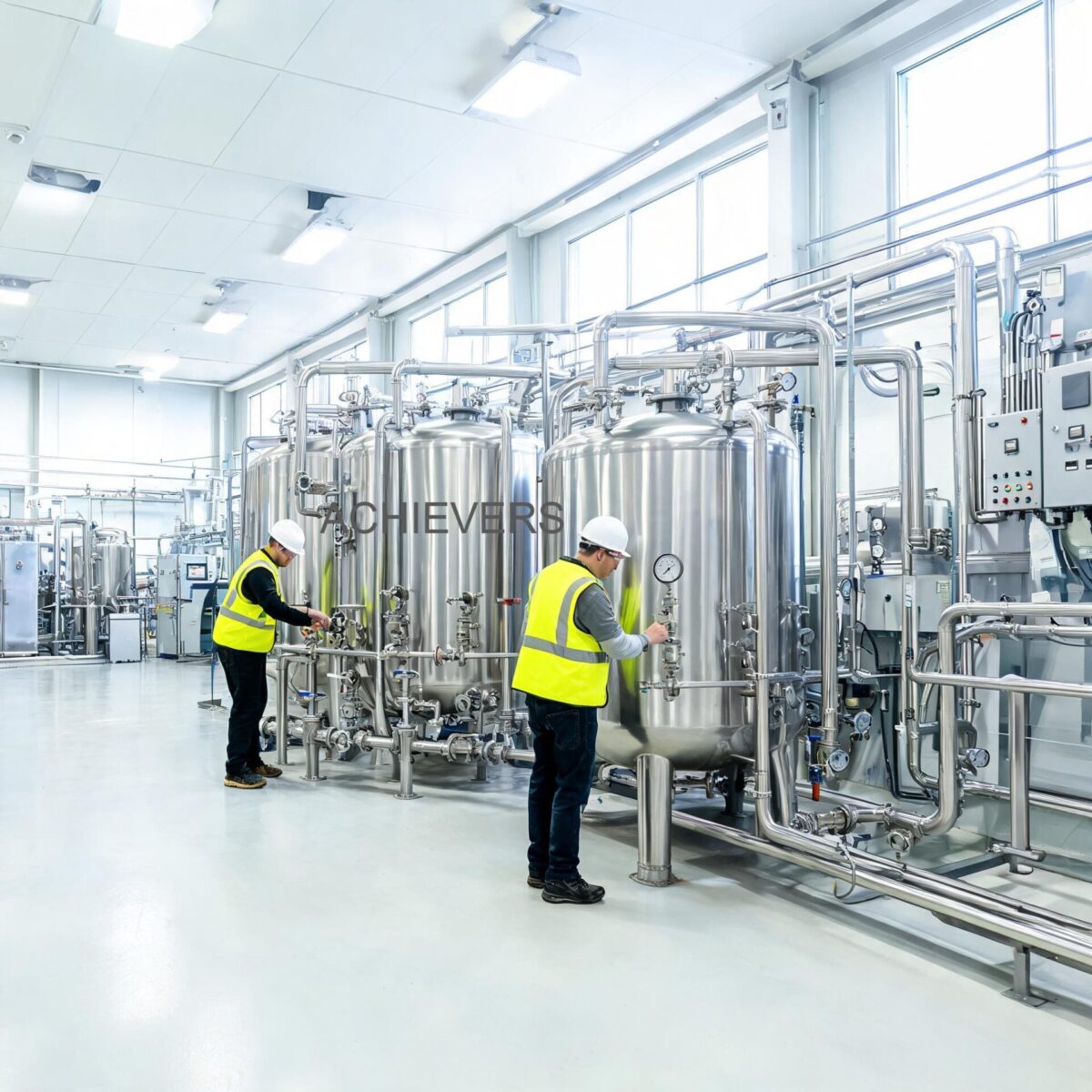 Liquid Batching Systems operating productively at an industrial chemical and oil blending facility with proper piping supports and maintenance access