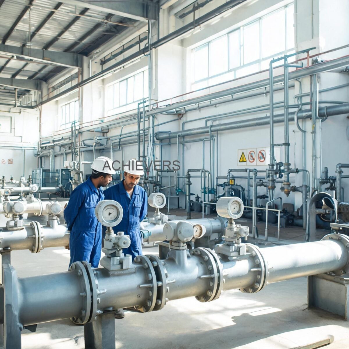 Well-maintained Vortex Flow Meters installation at a clean Indian industrial site showing proper straight pipe runs and secure flange bolting