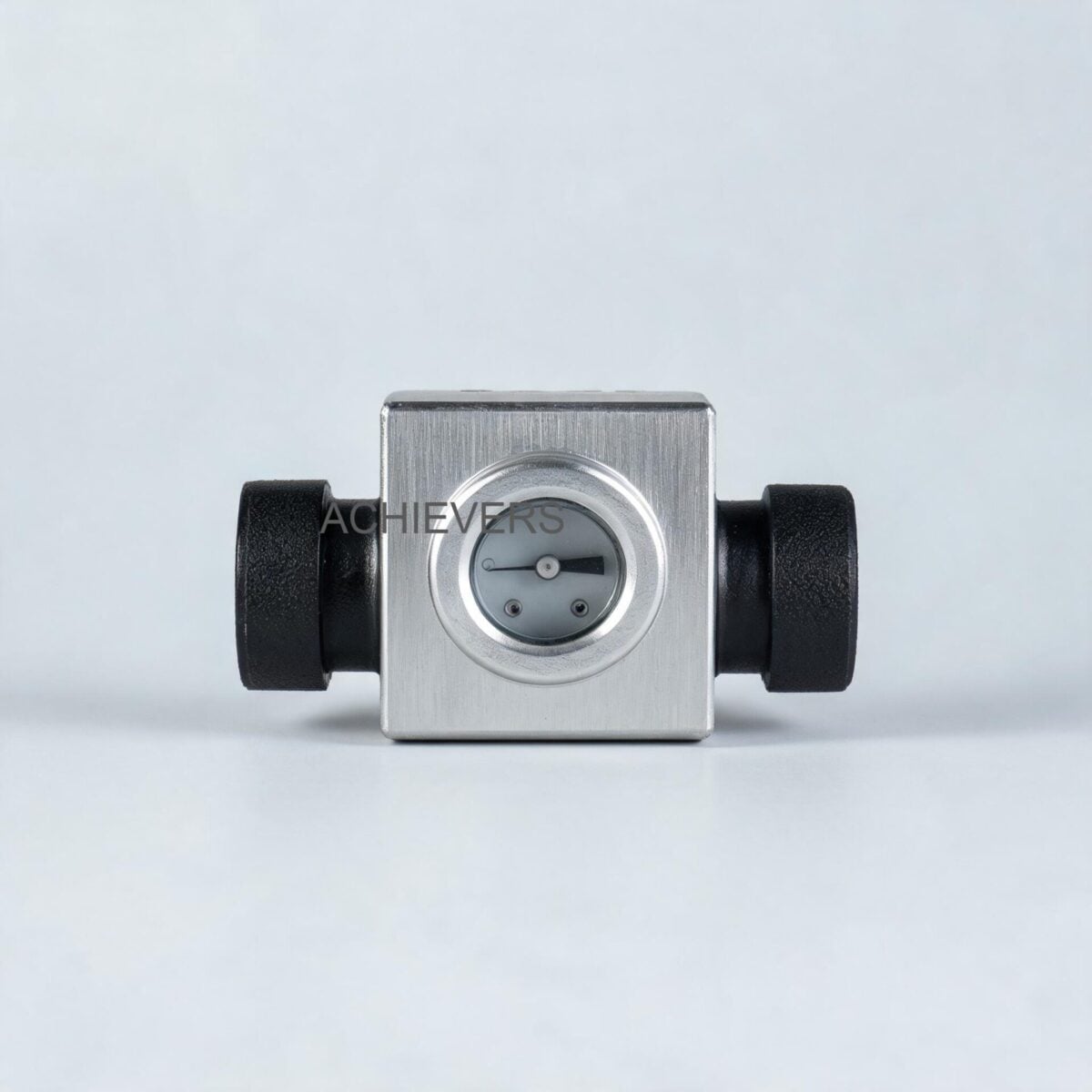 Detailed cross-section view of an oval gear positive displacement oil flow meter showing the precise internal measuring chamber and magnetic coupling mechanism